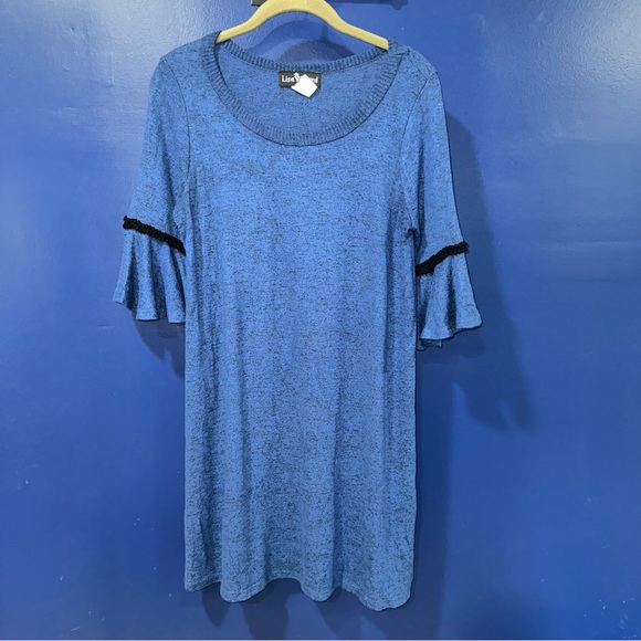Liza Byrd Sweater Tunic Size Small Blue w/ Black Trim - Picture 6 of 9
